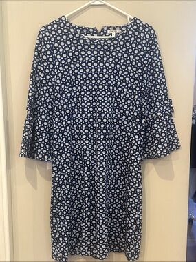 Tyler Boe Navy and White Geometric Shift Dress